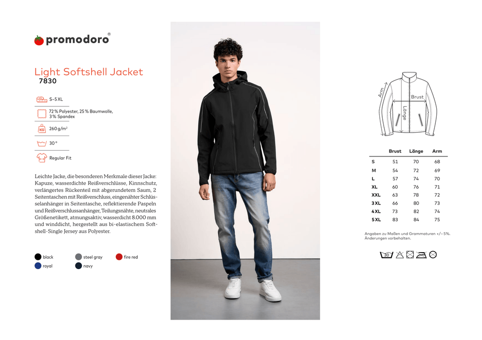 Promodoro® Men´s Light Softshell Jacke steel gray - Jacke - Seier - S