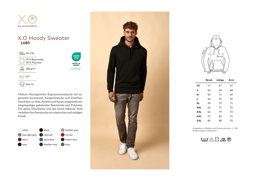 Promodoro® X.O Kapuzenpullover Men new light gray - Hoody - Seier - S