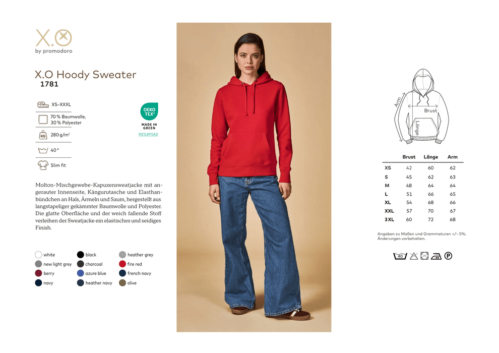 Promodoro® X.O Kapuzenpullover Women new light gray - Hoody - Seier - S