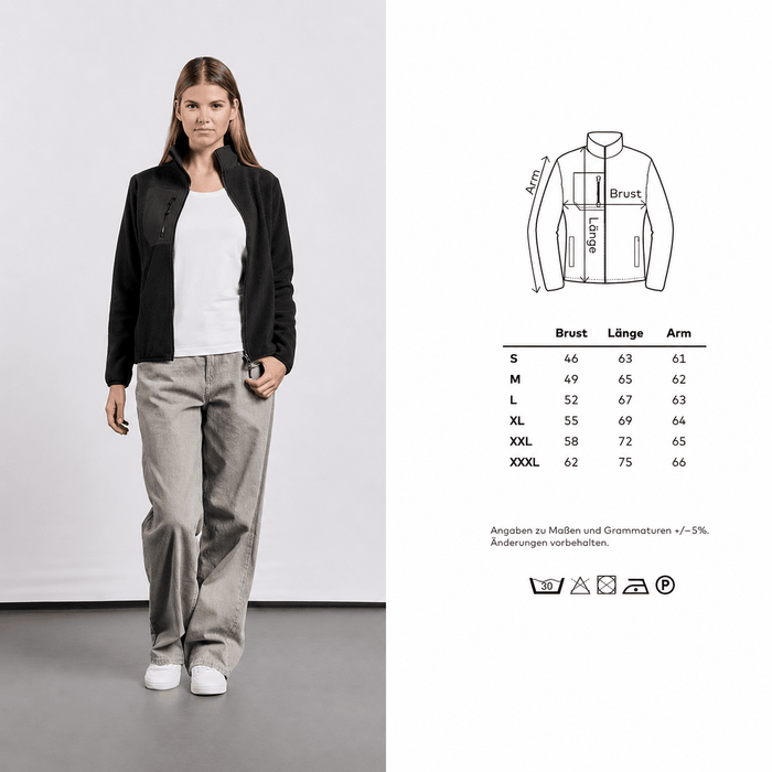 Promodoro Damen Canvas Fleecejacke mit Stehkragen und hohem Tragekomfort – Navy - Fleecejacke - IWU Zeven - S