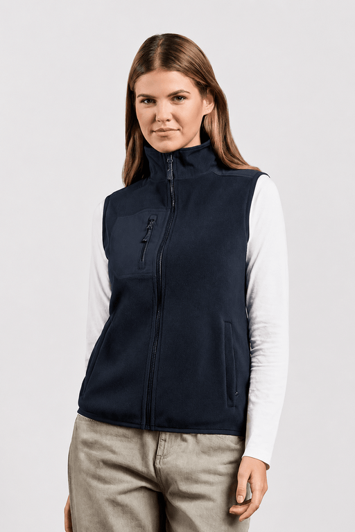 Promodoro Damen Canvas Fleeceweste mit Stehkragen und hohem Tragekomfort – Navy - Weste - Seier Logo - S
