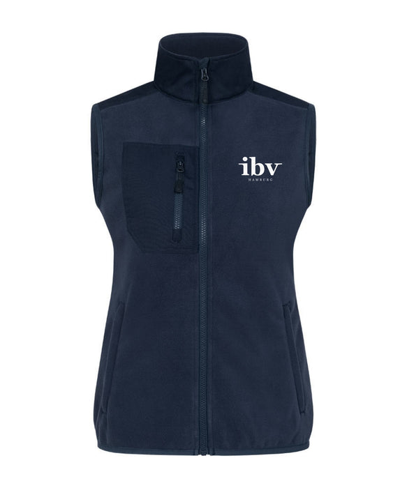 Promodoro Damen Canvas Fleeceweste mit Stehkragen und hohem Tragekomfort – Navy - Weste - IBV Hamburg Logo - S