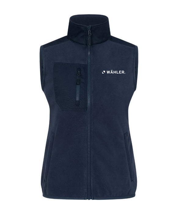 Promodoro Damen Canvas Fleeceweste mit Stehkragen und hohem Tragekomfort – Navy - Weste - Wähler Logo - S