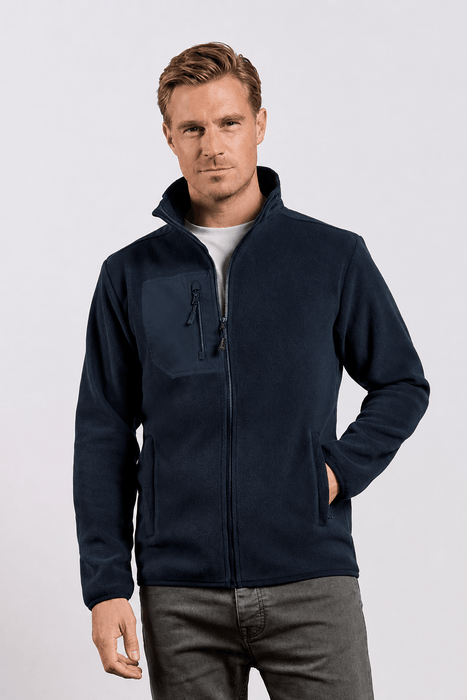 Promodoro Herren Canvas Fleecejacke mit Stehkragen und hohem Tragekomfort – Navy - Fleecejacke - Seier Logo - S