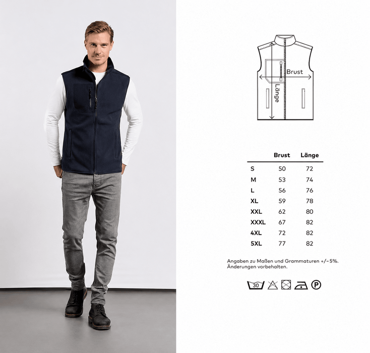 Promodoro Herren Canvas Fleeceweste mit Stehkragen und hohem Tragekomfort – Navy - Weste - IWU Zeven - S