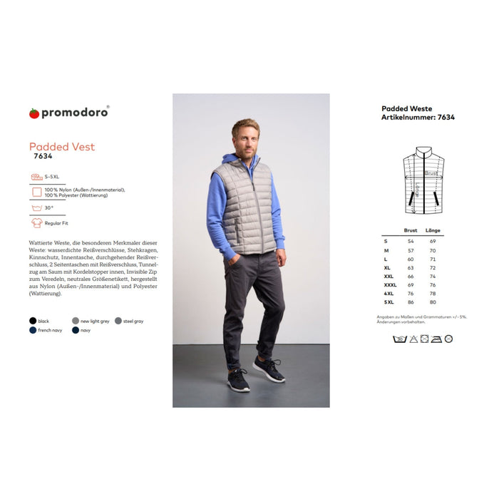 Promodoro® Herren Steppweste Steel Grey - Weste - Seier - S