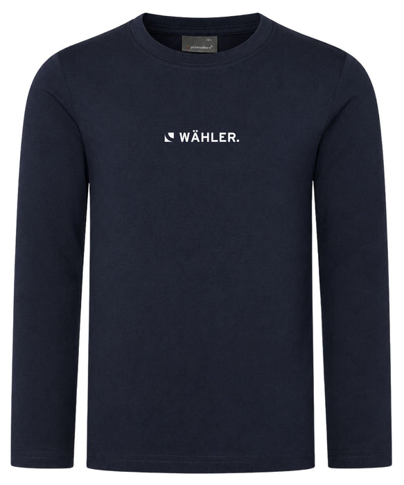 Promodoro Kids Premium Langarm T-Shirt aus gekämmter Baumwolle – Navy - Langarmshirt - Wähler Logo - 104