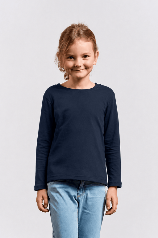 Promodoro Kids Premium Langarm T-Shirt aus gekämmter Baumwolle – Navy - Langarmshirt - Seier Logo - 104