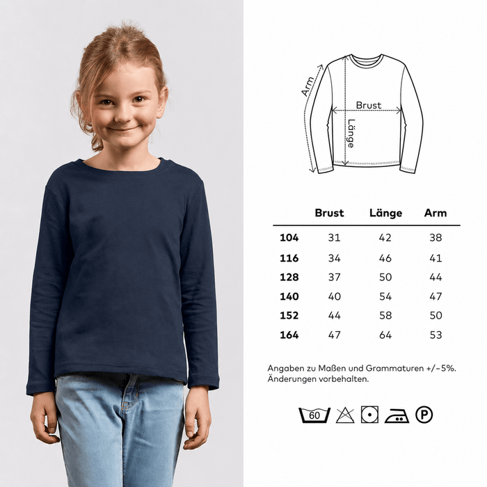 Promodoro Kids Premium Langarm T-Shirt aus gekämmter Baumwolle – Navy - Langarmshirt - IWU Zeven - 104